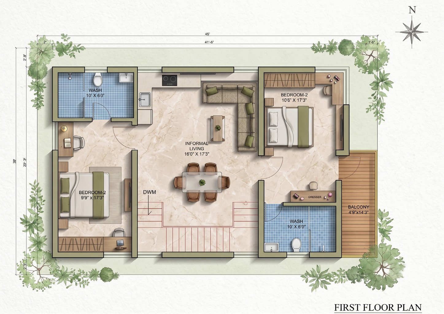 East Facing First Floor Plan