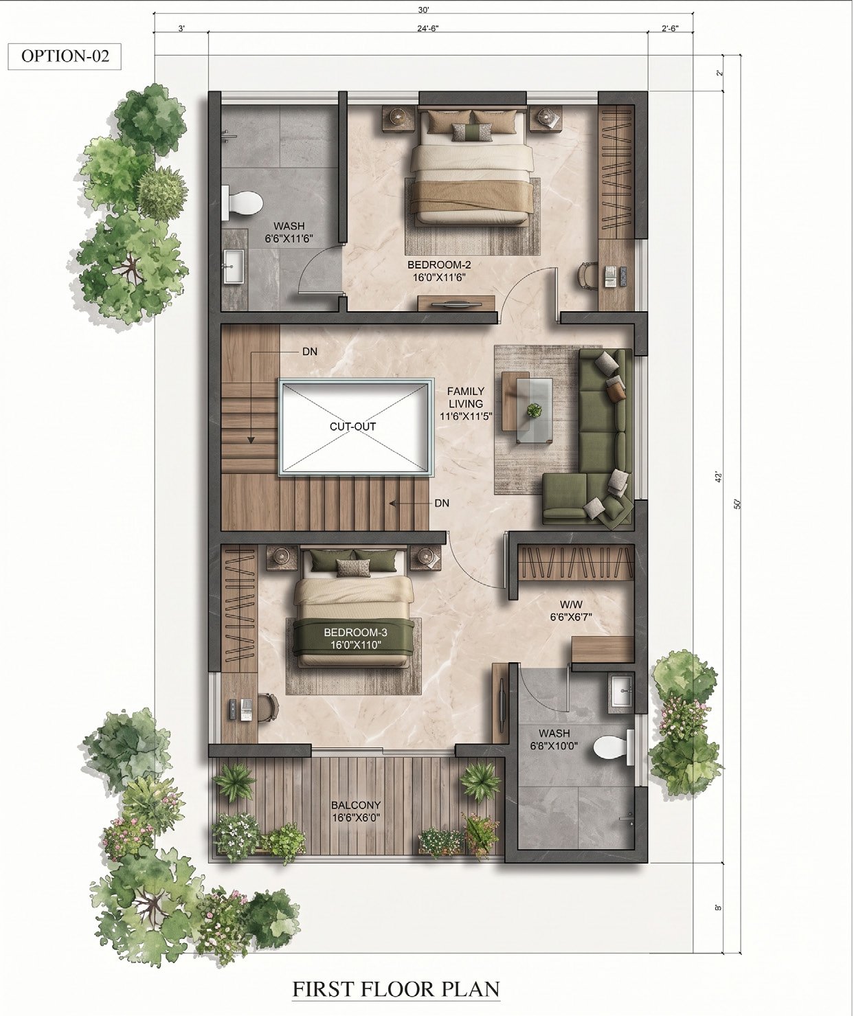 North Facing First Floor Plan