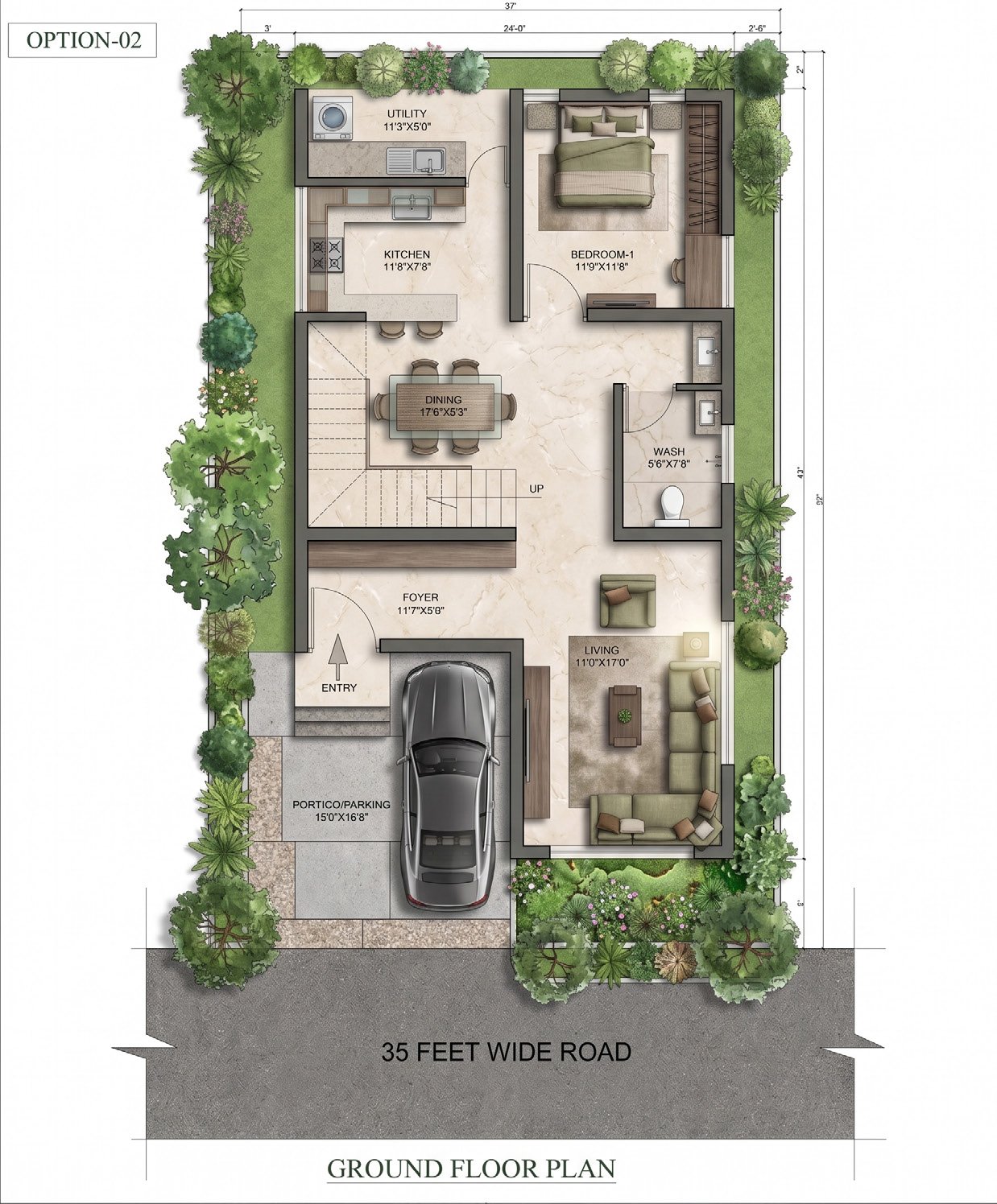 North Facing Ground Floor Plan