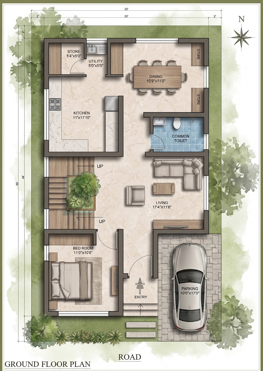 South Facing Ground Floor Plan