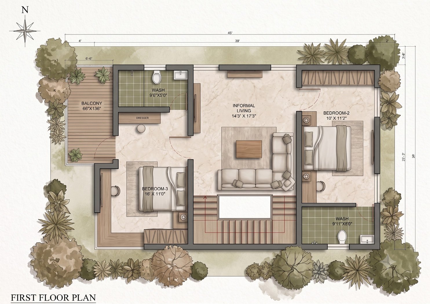West Facing First Floor Plan