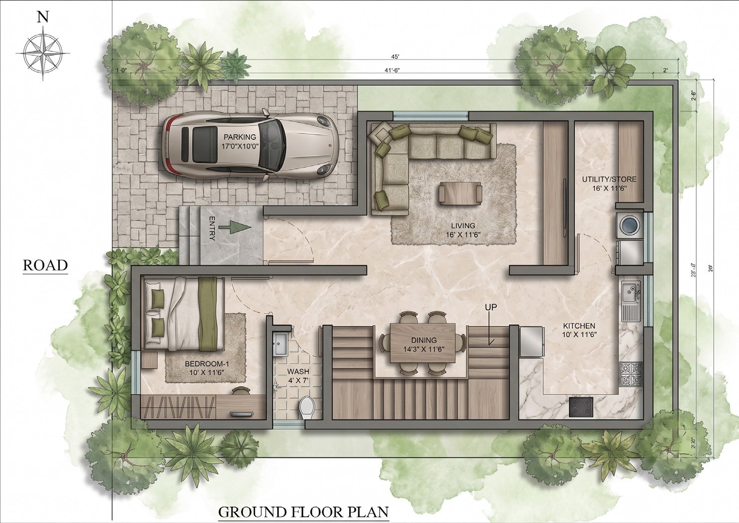 West Facing Ground Floor Plan